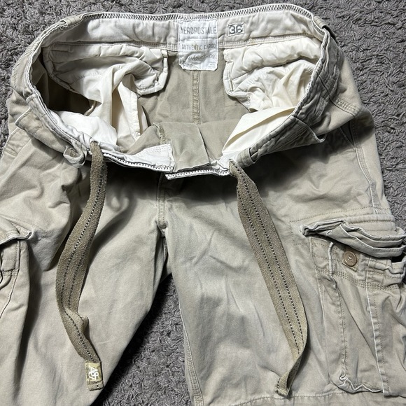 VTG Y2K Cargo Military Shorts Aeropostale Utility Tan Draw String - Picture 7 of 8